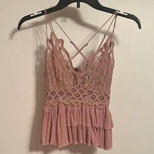 Free People Pink Embellished Crop Camisole